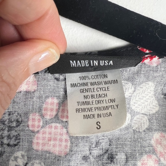 Retrolicious Black & Red Paw Print Fit & Flare Pinup Rockabilly Cotton Dress S - Picture 10 of 10